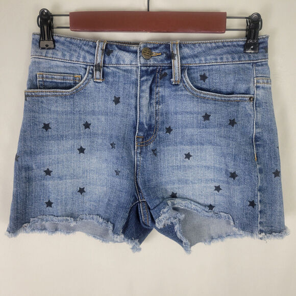 Republic Pants - For the Republic Denim Shorts‎ Womens 2 Blue Jean High Rise Star Print